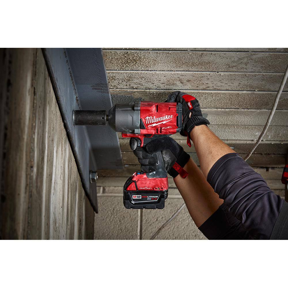 Milwaukee M18 FUEL ONE-KEY 18V Lithium-Ion Brushless Cordless 1/2 in. Impact Wrench w/ Friction Ring, M18 5.0 Ah Battery 2863-20-48-11-1850