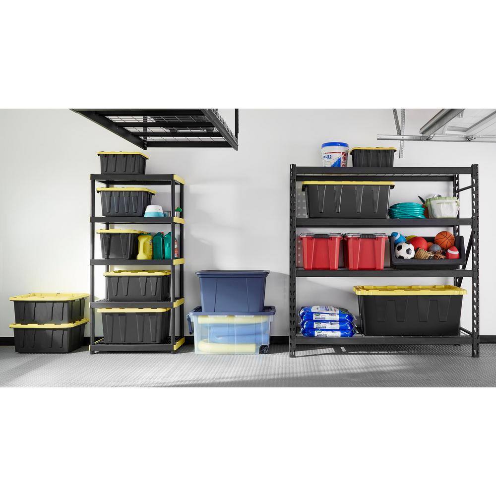 HDX 5-Tier Easy Assembly Multi-purpose Plastic Garage Storage Shelving Unit in Black (36 in. W x 74 in. H x 18 in. D) 241592