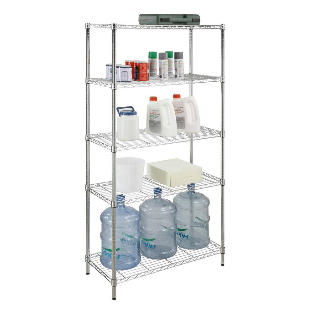 HDX 5-Tier Steel Wire Shelving Unit in Chrome (36 in. W x 72 in. H x 16 in. D) 21656CPS