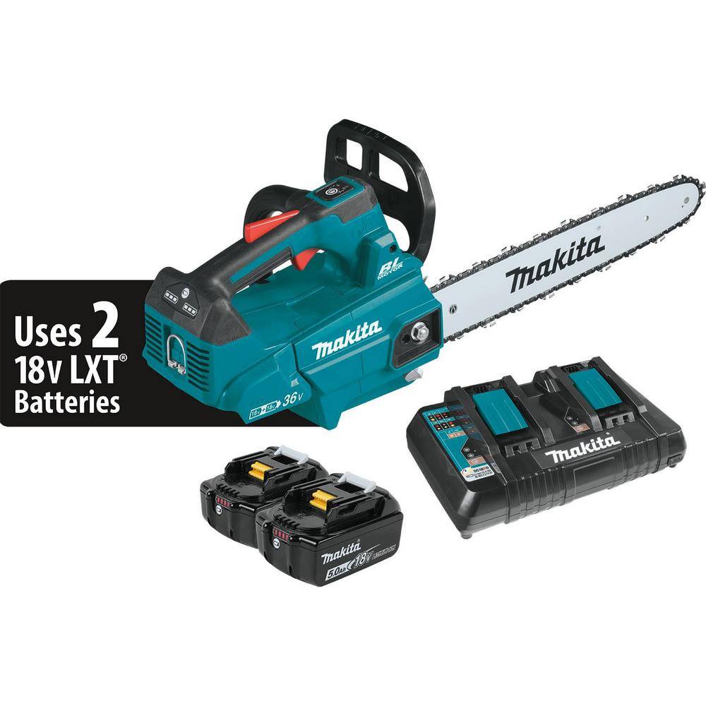 Makita LXT 16 in. 18V X2 (36V) Lithium-Ion Brushless Top Handle Chain Saw Kit 5.0Ah with 18V LXT Battery Pack 5.0Ah(2-Pk) XCU09PTBL1850B2