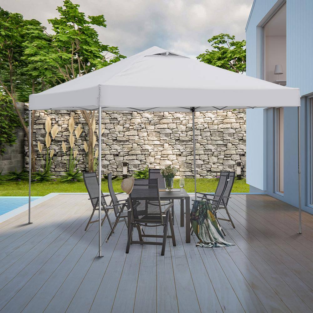 OVASTLKUY 10 ft. x 10 ft. White Patio Canopy Tent Pop Up Gazebo HD-GZ043WH