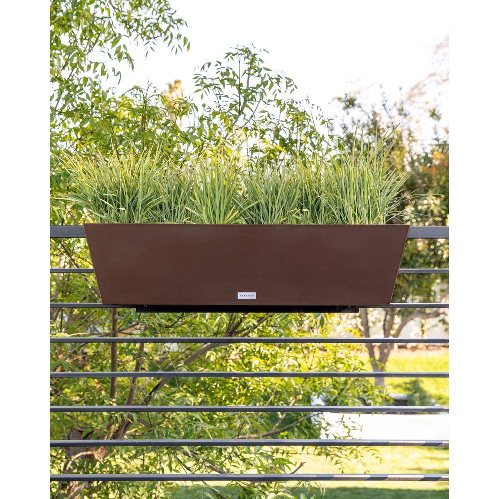 Veradek Pure Medium Espresso Plastic Rectangular Railing Planter Box with Drainage Holes (36 in. L x 10 in. W x 11 in. H) WBRLV36E