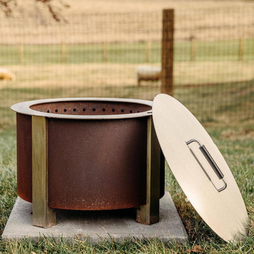 Breeo X Series Stainless Steel Fire Pit Lid 24 -Weather-Resistant and Durable with Ergonomic Handle-Clean and Safe from Debris BR-LD24
