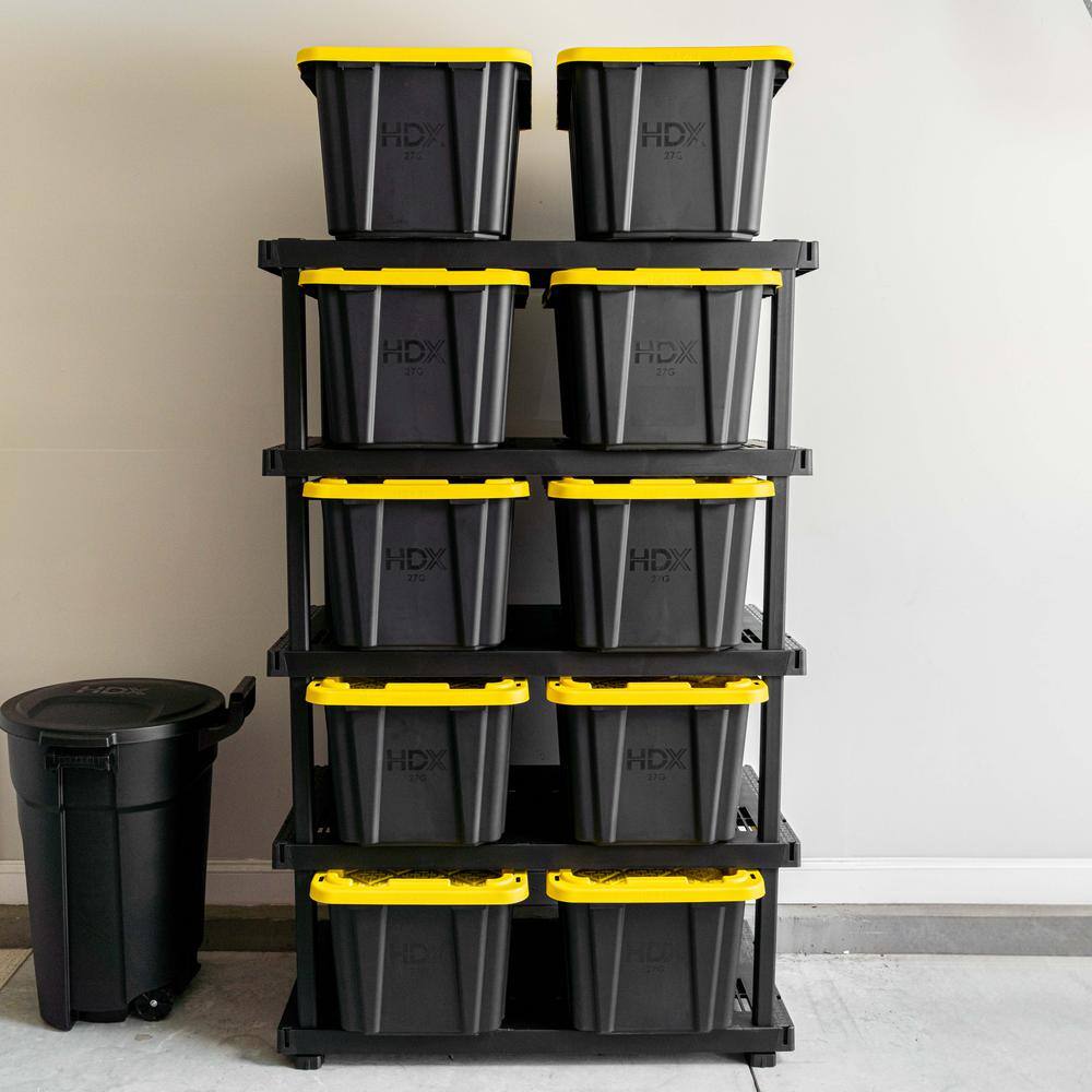 HDX 5 Tier Plastic Adjustable Garage Storage Shelving Unit in Black (48 in. W x 75 in. H x 24 in. D) 999-9324BB5