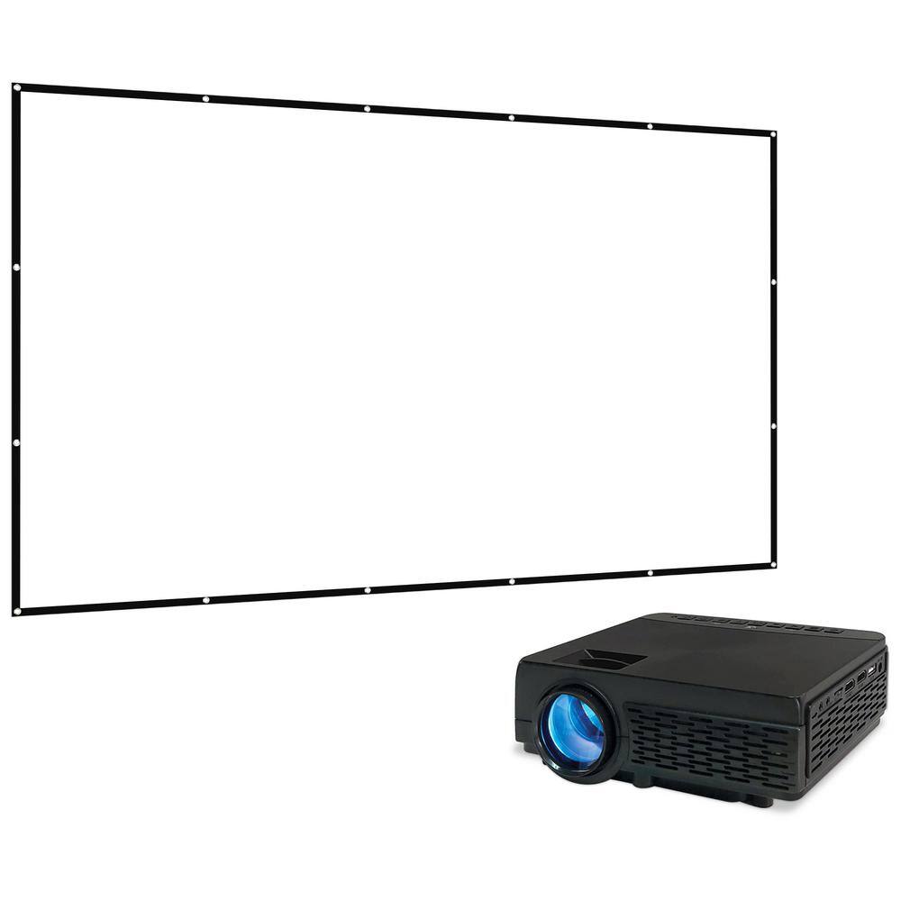 GPX 800 x 480 Mini Projector with 2500 Lumens, Bluetooth with 120 in. Projection Screen Included PJ300VP