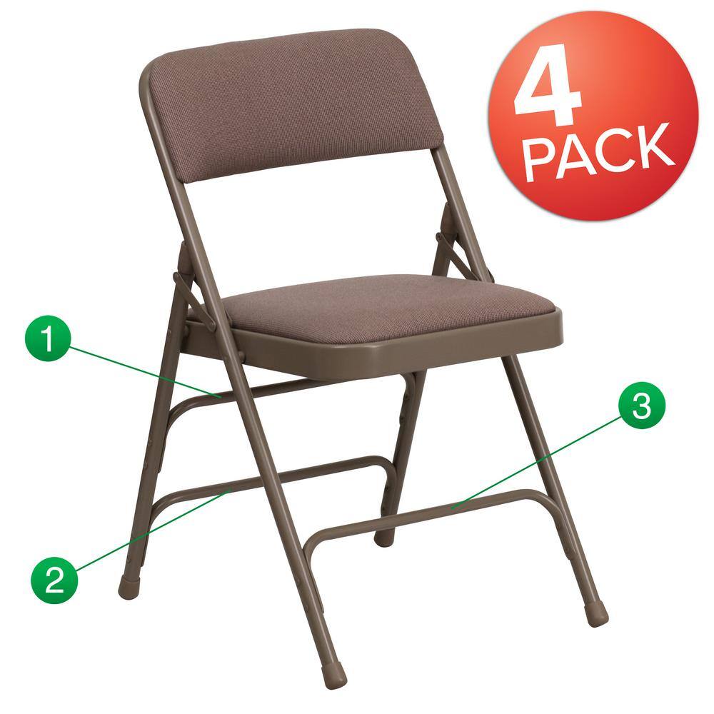 Carnegy Avenue Beige Fabric/Beige Frame Metal Folding Chair (4-Pack) CGA-HF-5873-BE-HD