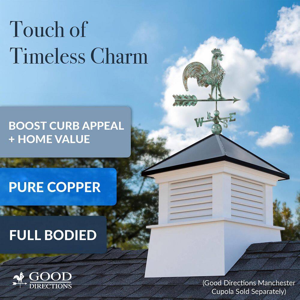 Good Directions Rooster Weathervane - Blue Verde Copper 501V1