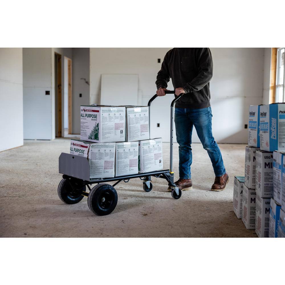 Gorilla 800 lbs. Capacity Convertible Steel Hand Truck, Wide Dual Mode Adjustable Height Handle, Simple/Safe Flatbed Conversion GH2-8