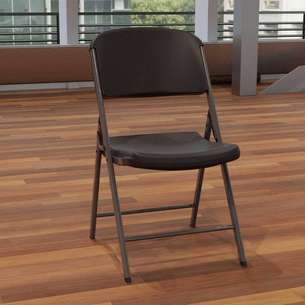 Lifetime Black Plastic Seat Outdoor Safe Folding Chair (Set of 4) 80187
