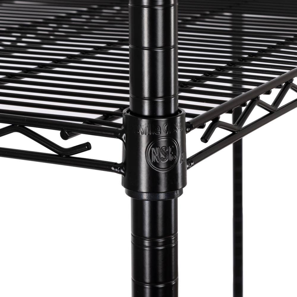 Seville Classics UltraDurable 4-Tier Commercial NSF Certified Steel Wire Shelving System in Black (60 in. W x 24 in. D x 76 in. H) SHE24611B