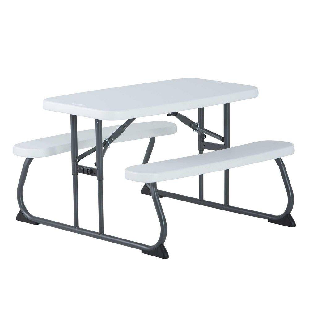 Lifetime Childrens Folding 32.5 in. White Granite Rectangle Powder Coated Steel Picnic Table Seats 4 60239