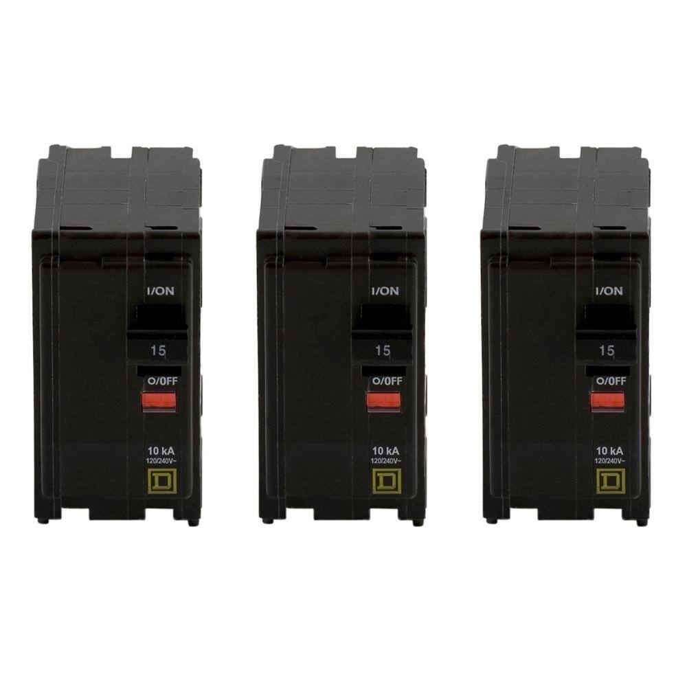 Square D QO 15 Amp 2-Pole Circuit Breaker (3-Pack) QO215CP3