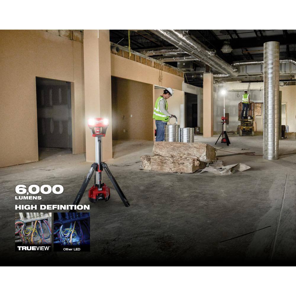 Milwaukee M18 18-Volt Lithium-Ion Cordless 6,000 Lumens Rocket Dual Power Tower Light w/ Charger, Flood Light, & 5.0 Ah Battery 2136-20-2359-20-48-11-1850