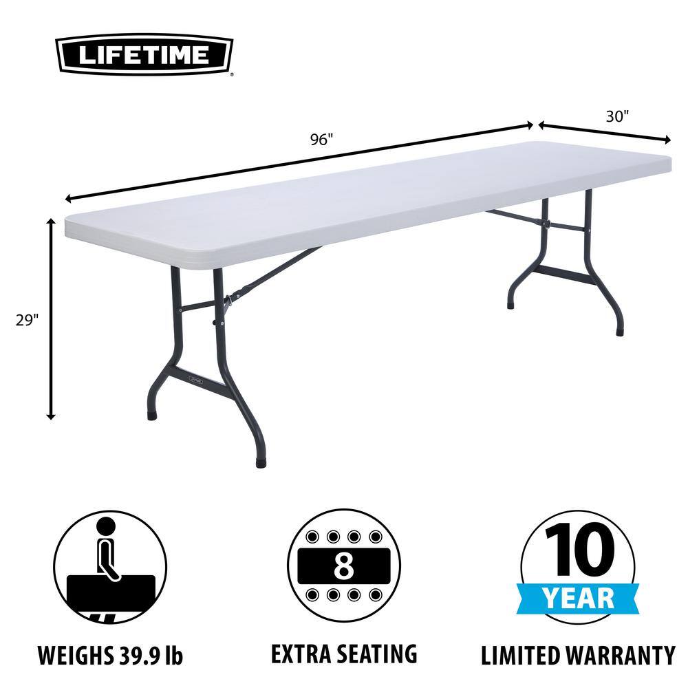 Lifetime 8 ft. White Gray Sand Granite Plastic Top Folding Banquet Table (Commercial) 22980