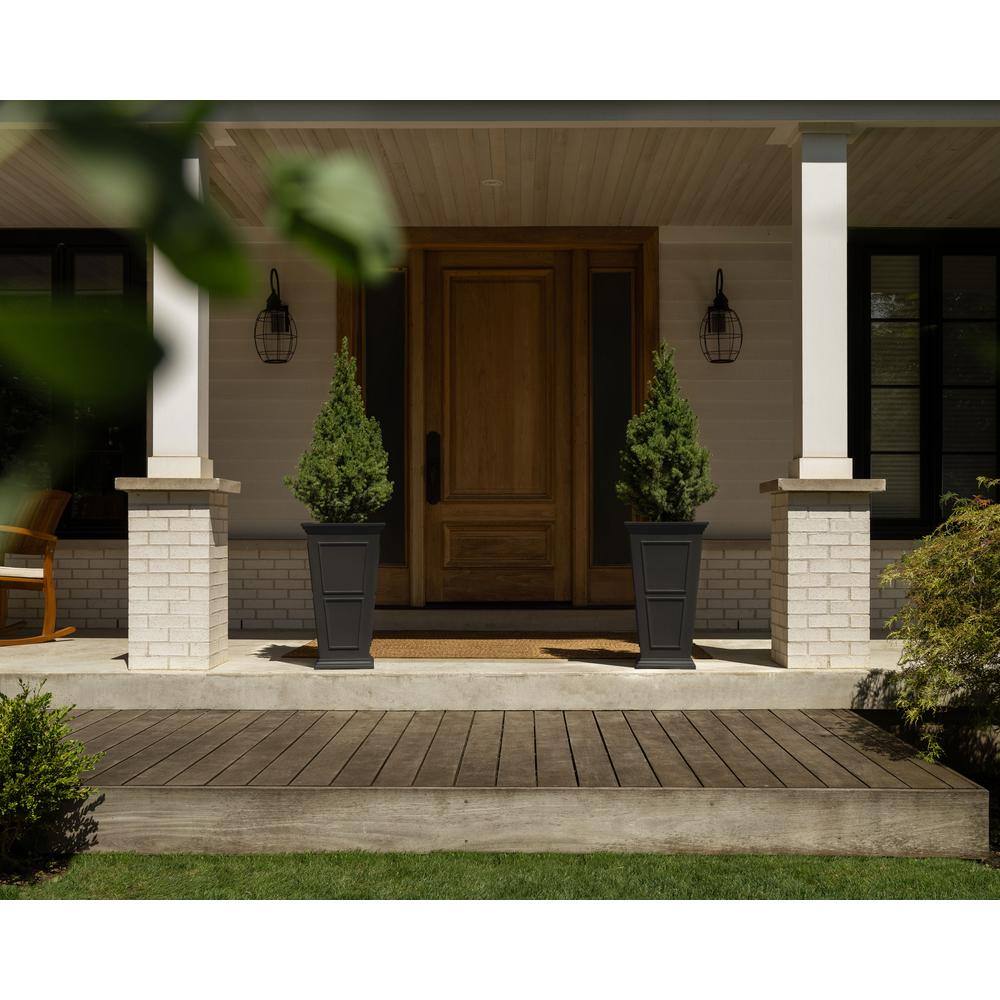 Veradek Brixton Medium Black Plastic Tapered Planter with Drainage Holes (14.75 in. L x 14.75 in. W x 26 in. H) (2-Pack) BXVTL26B-2PK