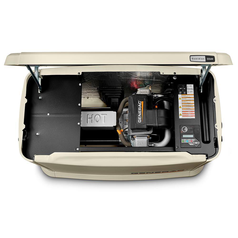 Generac Guardian 20,000-Watt (LP) / 18,000-Watt (NG) Air-Cooled Whole House Generator with Wi-Fi and 200-Amp Transfer Switch 7039