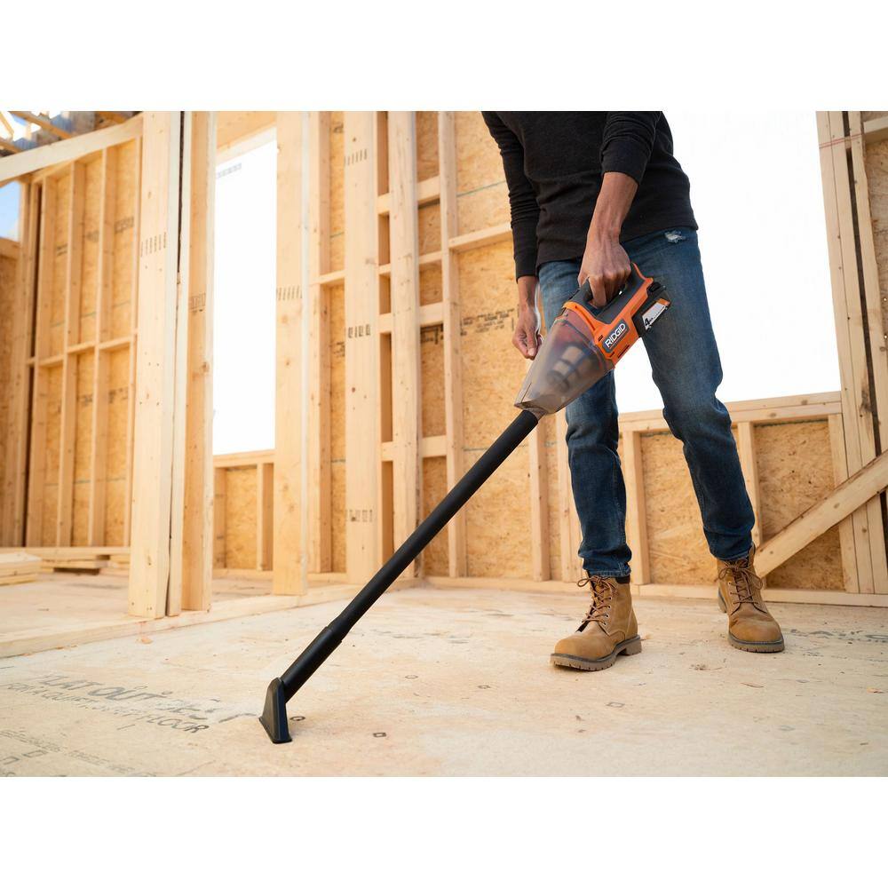 RIDGID 18V (2) 4.0 Ah Batteries and Charger Kit with 18V Cordless Hand Vacuum AC93044SBN-R8609021B