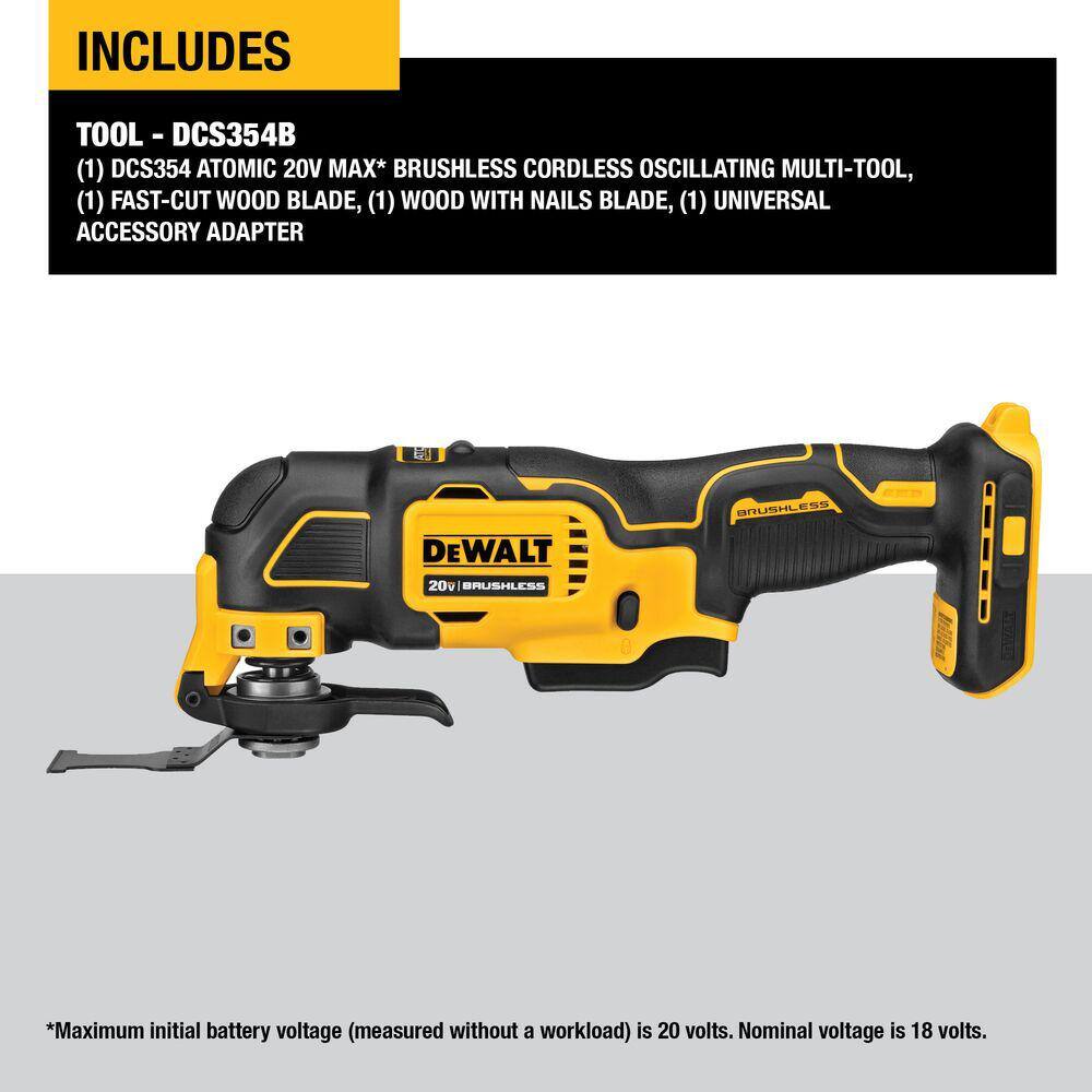 DEWALT ATOMIC 20V MAX Cordless Brushless Oscillating Multi Tool (Tool Only) DCS354B