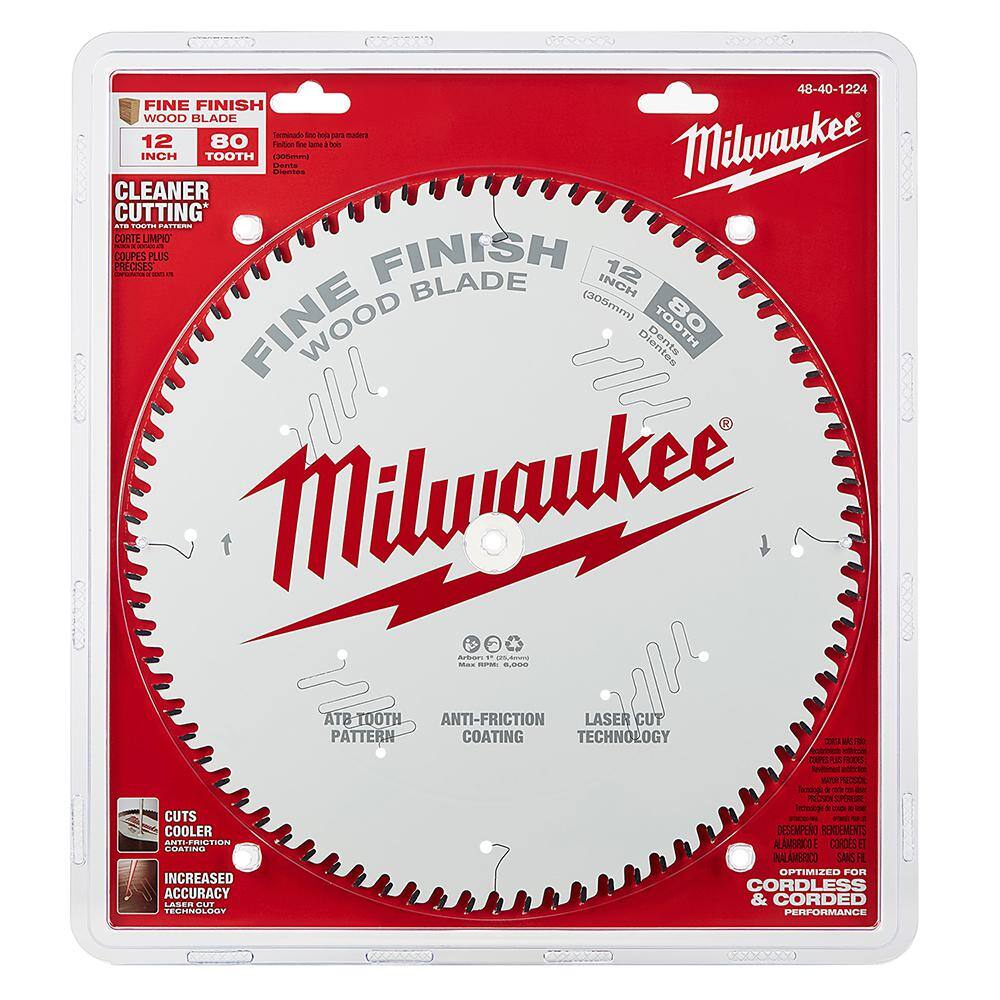 Milwaukee 12 in. x 80-Tooth Fine Finish Circular Saw Blade 48-40-1224
