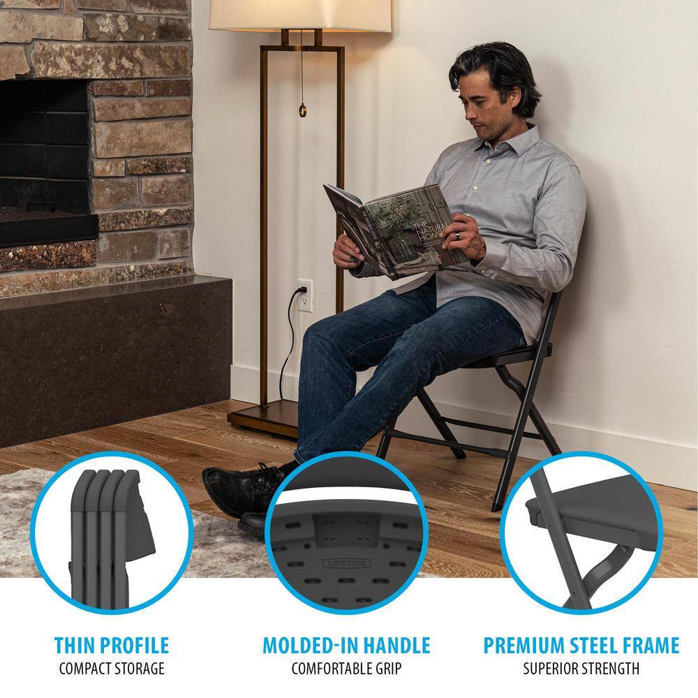 Lifetime Black Resin Contoured Seat Commerical Grade Office Folding Chair (Set of 4) 81159