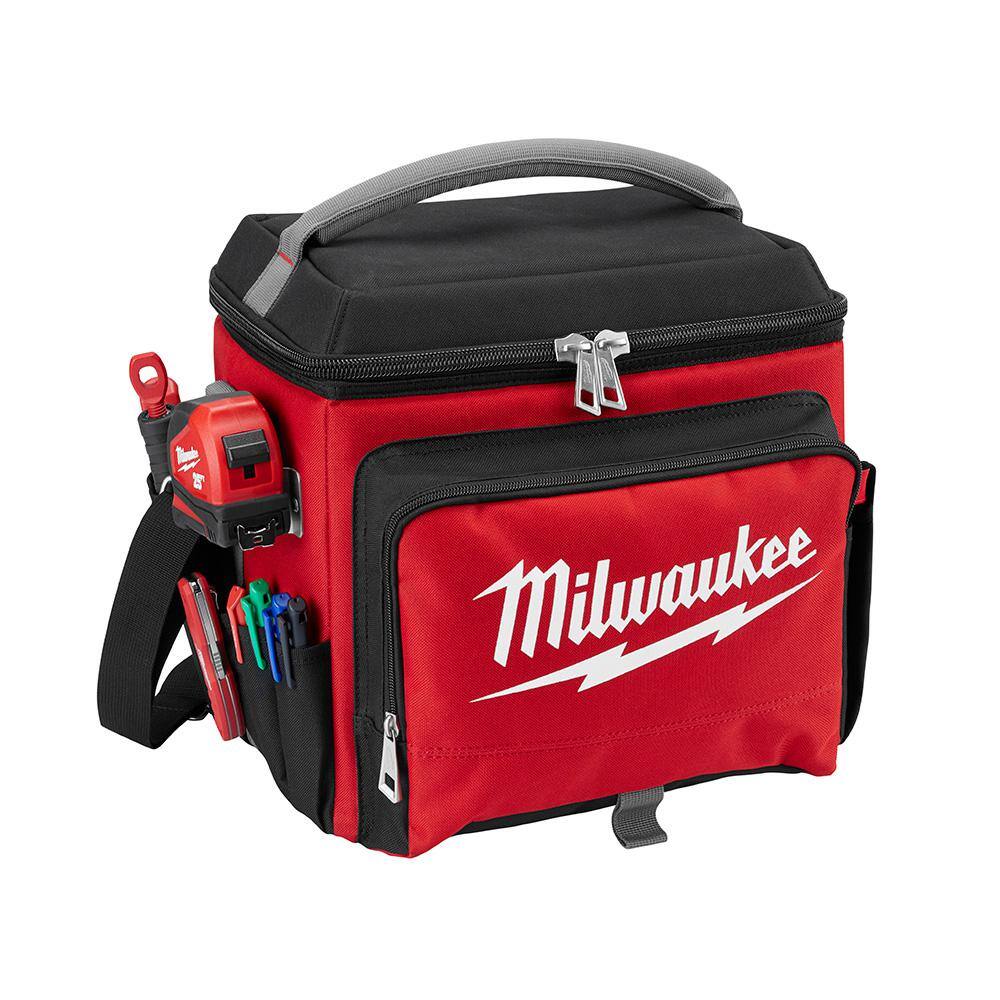 Milwaukee 21 Qt. Soft Sided Jobsite Lunch Cooler with PACKOUT Red 36 oz. Insulated Bottle with Chug Lid 48-22-8250-48-22-8397R