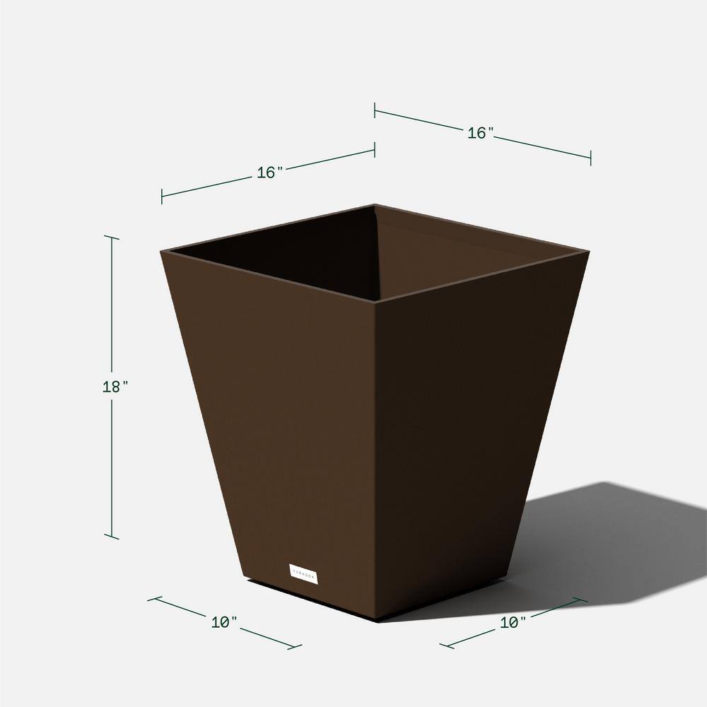 Veradek Nobleton Large Espresso Plastic Tapered Planter with Drainage Holes (16 in. L x 16 in. W x 18 in. H) NBV18E