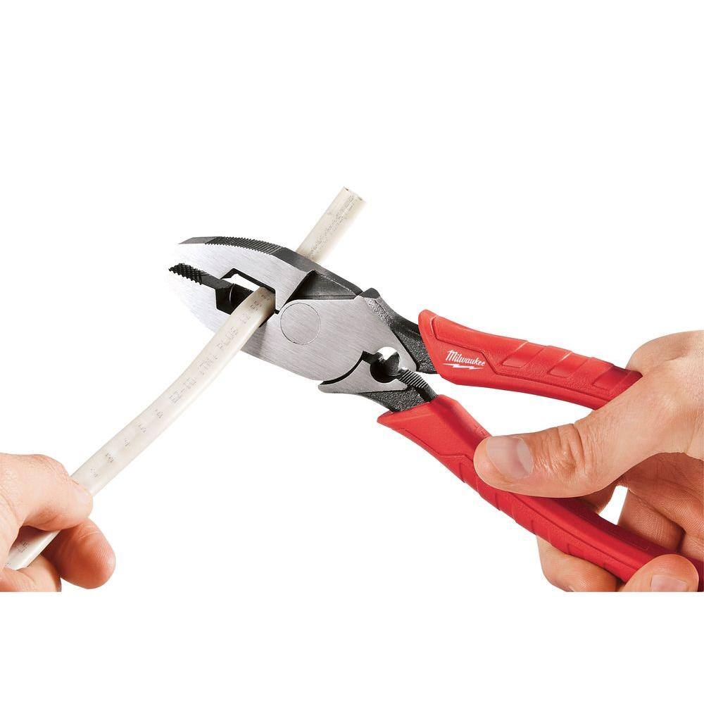 Milwaukee 10 in. High Leverage Lineman's Pliers with Crimper and Long Nose Pliers & 6 in./10 in. Straight-Jaw Pliers Set (4-Piece) 48-22-6100-48-22-6101-48-22-6330