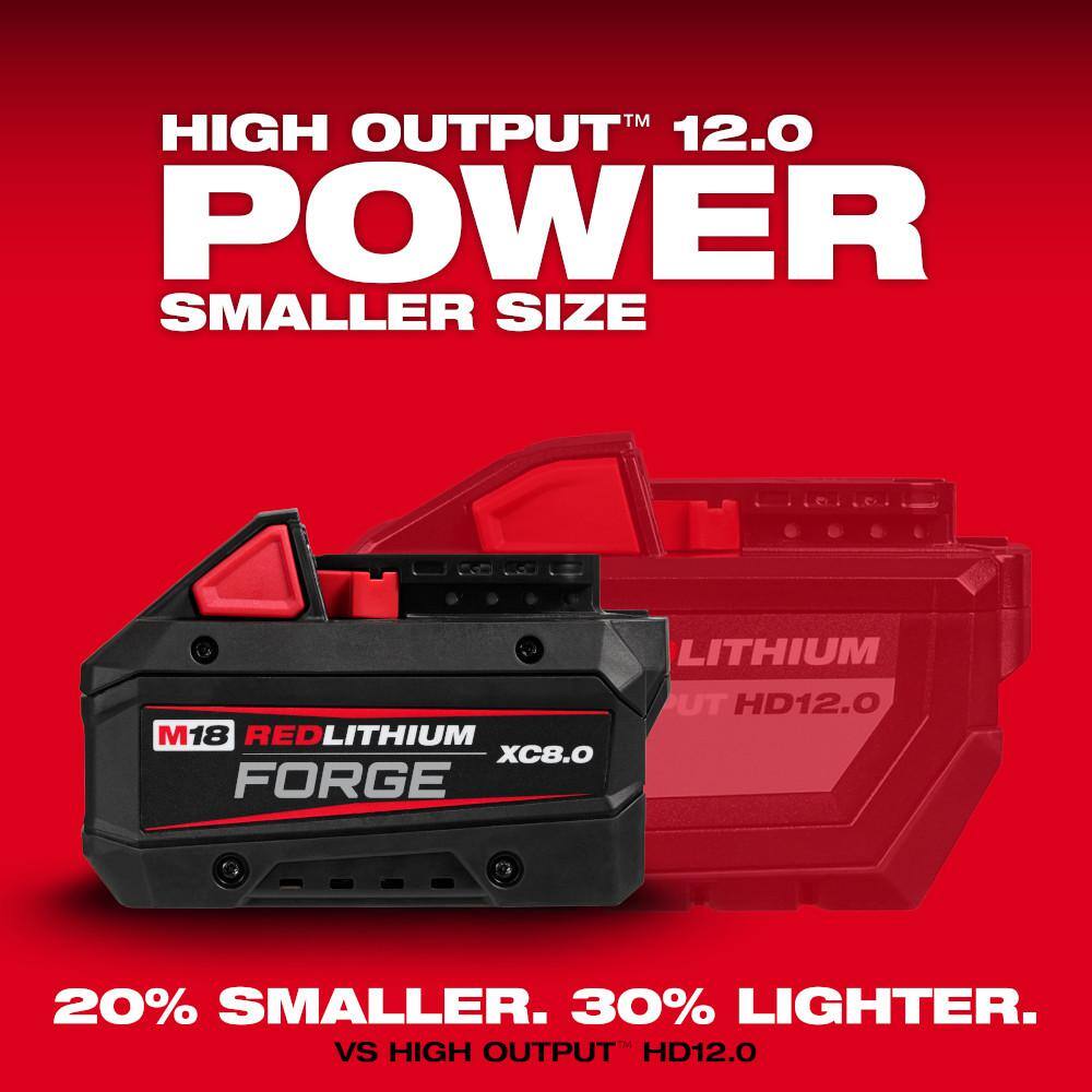 Milwaukee M18 18-Volt Lith-Ion Redlithium FORGE Starter Kit w/ 8. 0Ah Battery & Rapid Charger w/ 5.0 Ah Battery 48-59-1881-48-11-1850