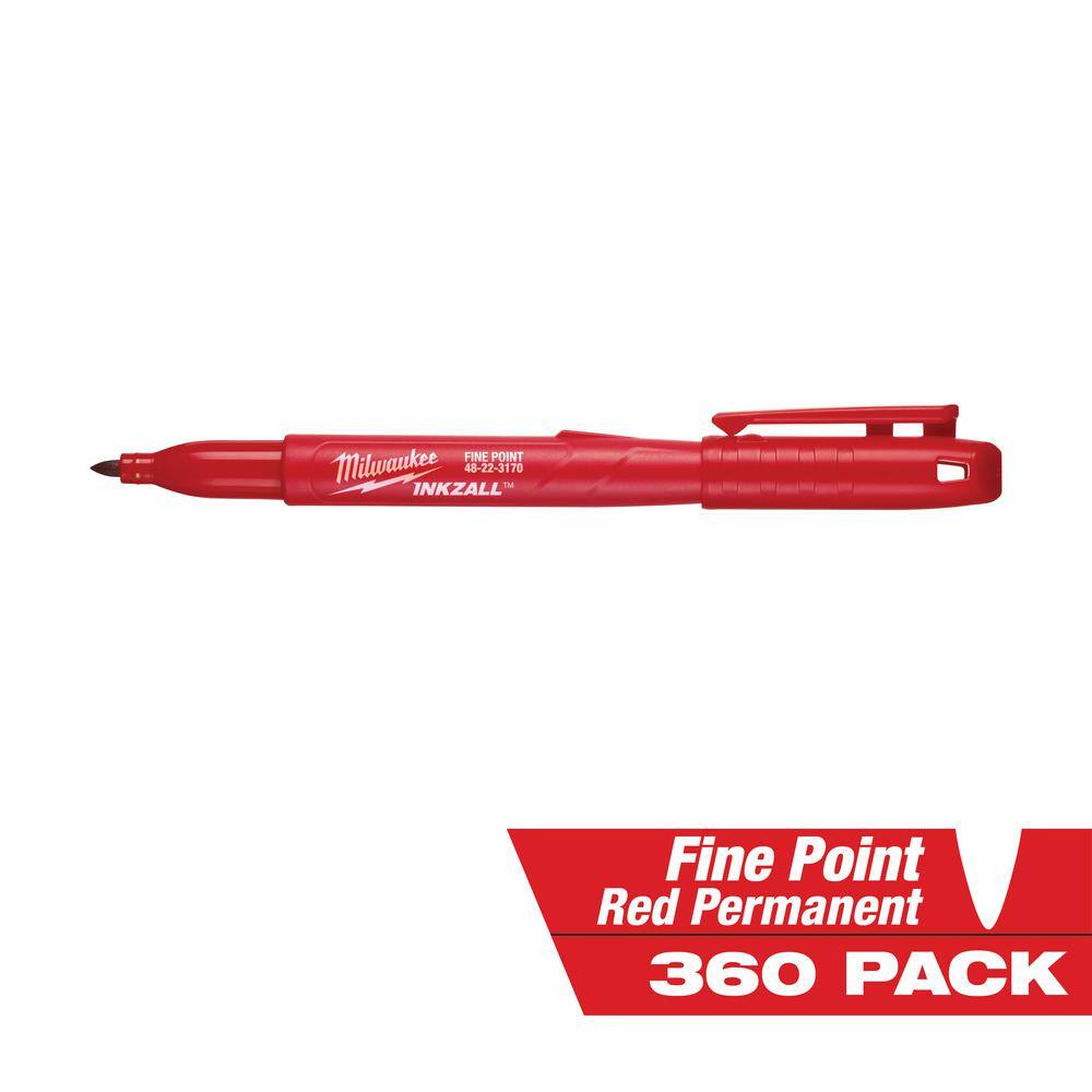 Milwaukee INKZALL Red Fine Point Jobsite Permanent Marker (360-Pack) 48-22-3170-360X