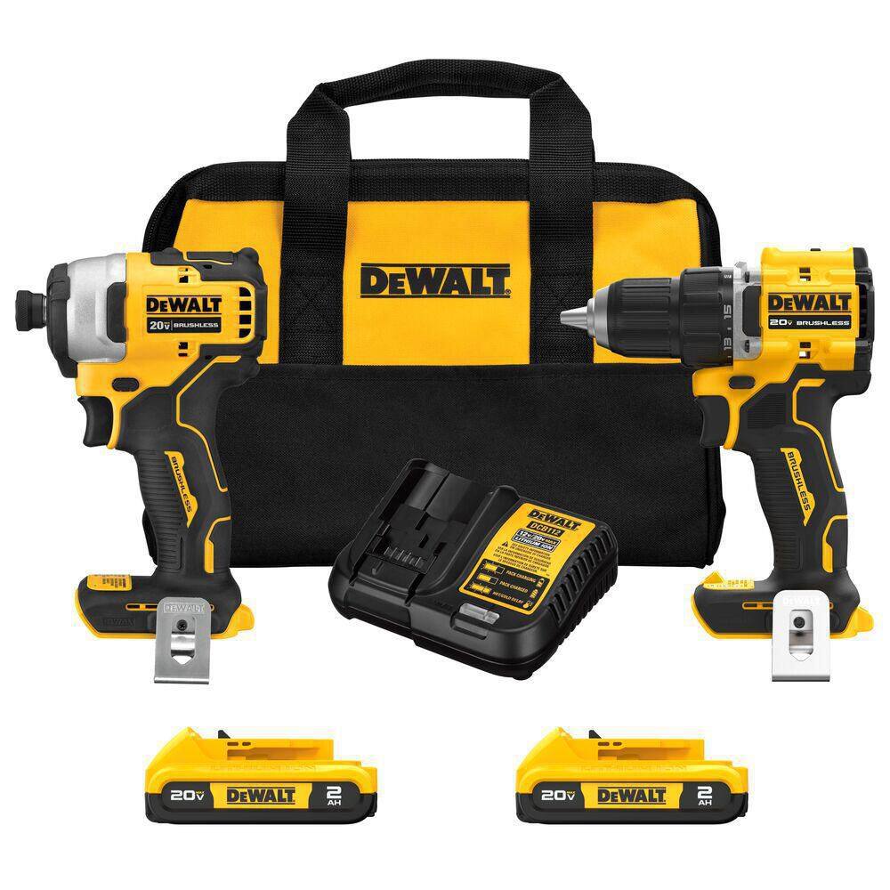 DEWALT ATOMIC 20V MAX Lithium-Ion Cordless Combo Kit 2-Tool and Mechanics Tool Set 142-Pc w/ (2) 2Ah Batteries, Charger and Bag DCK225D2WT73802
