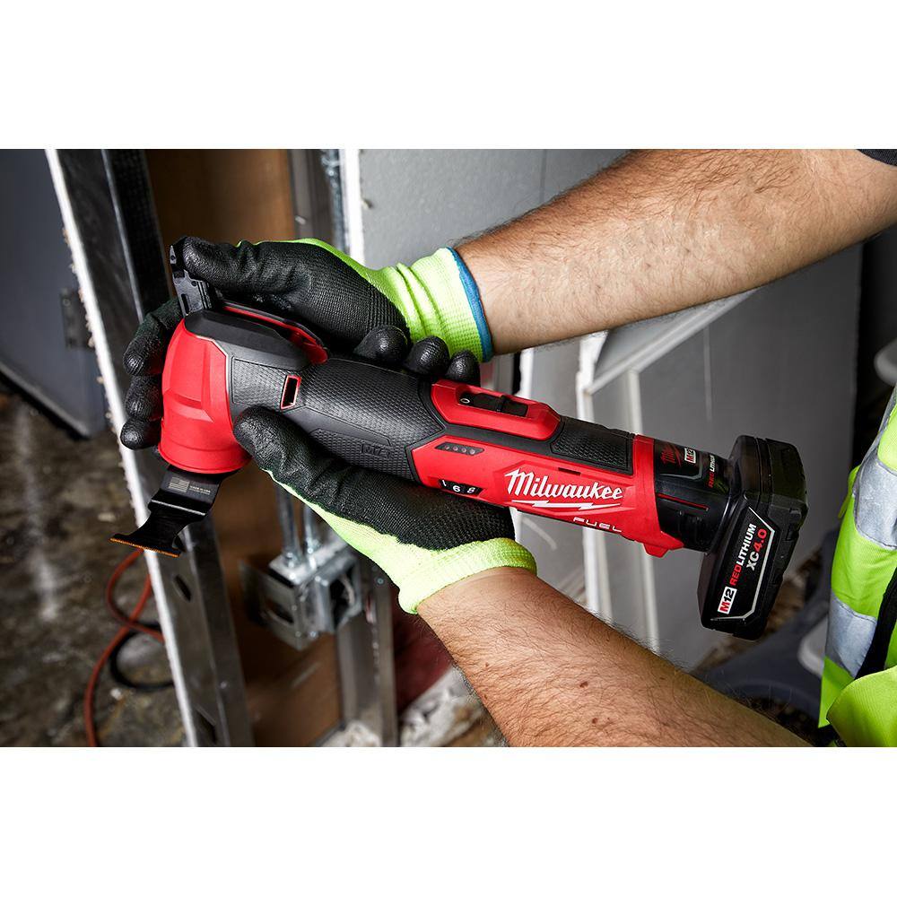 Milwaukee M12 FUEL 12V Lithium-Ion Cordless Oscillating Multi-Tool and Impact Driver with Two 3.0 Ah Batteries 2526-20-2551-20-48-11-2412