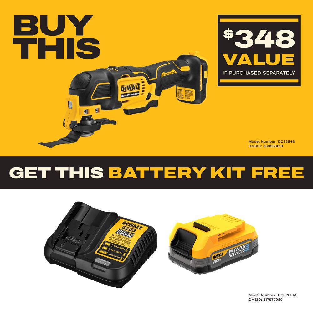 DEWALT ATOMIC 20V MAX Cordless Brushless Oscillating Multi Tool (Tool Only) DCS354B