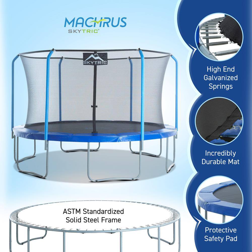 SKYTRIC Machrus Skytric 13 ft. Round Trampoline Set with Premium TopRing Flex Frame Safety Enclosure System UBSF02-13