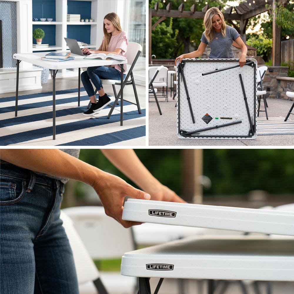 Lifetime 37 in. Commercial White Granite Square Resin Table 80783