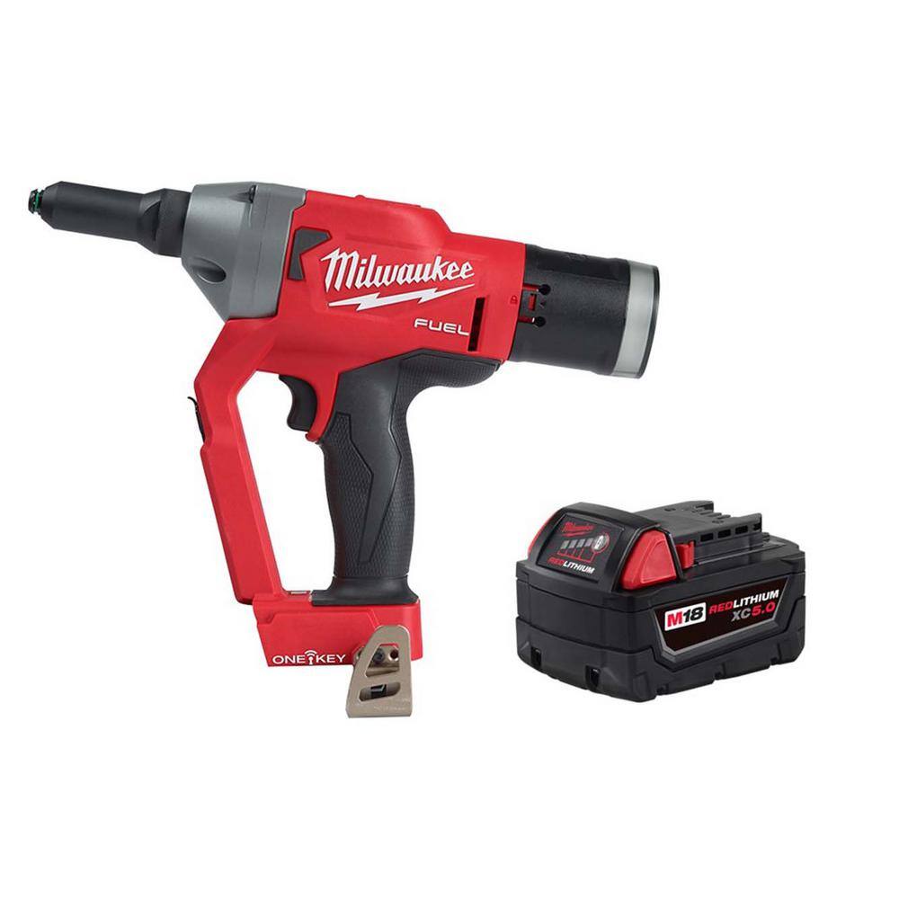 Milwaukee M18 FUEL ONE-KEY 18V Lith-Ion Cordless Rivet Tool w/ (1) 5.0 Ah Battery 2660-20-48-11-1850