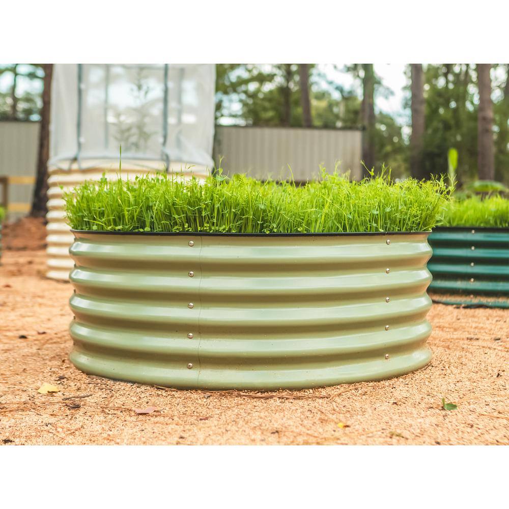 vego garden 17 in. Tall x 42 in. Round Olive Green Metal Round Raised Garden Bed Kit VRB4217G