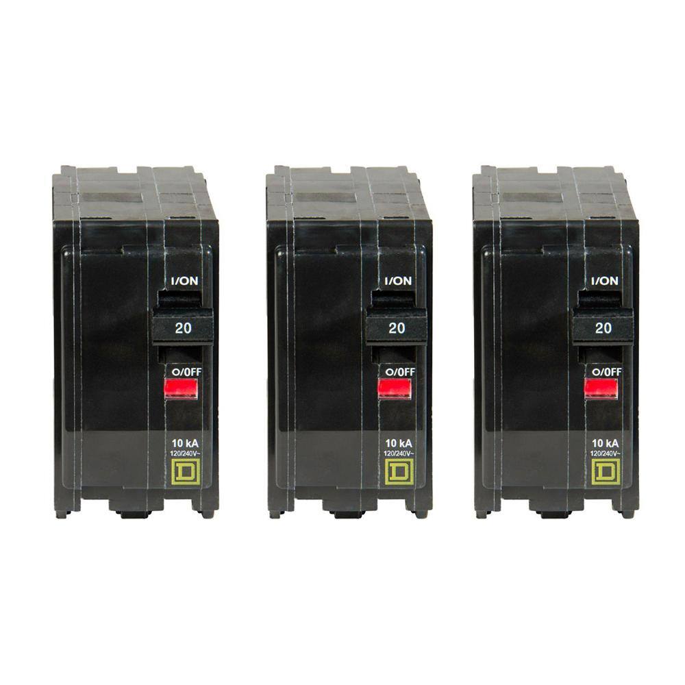 Square D QO 20 Amp 2-Pole Circuit Breaker (3-Pack) QO220CP3
