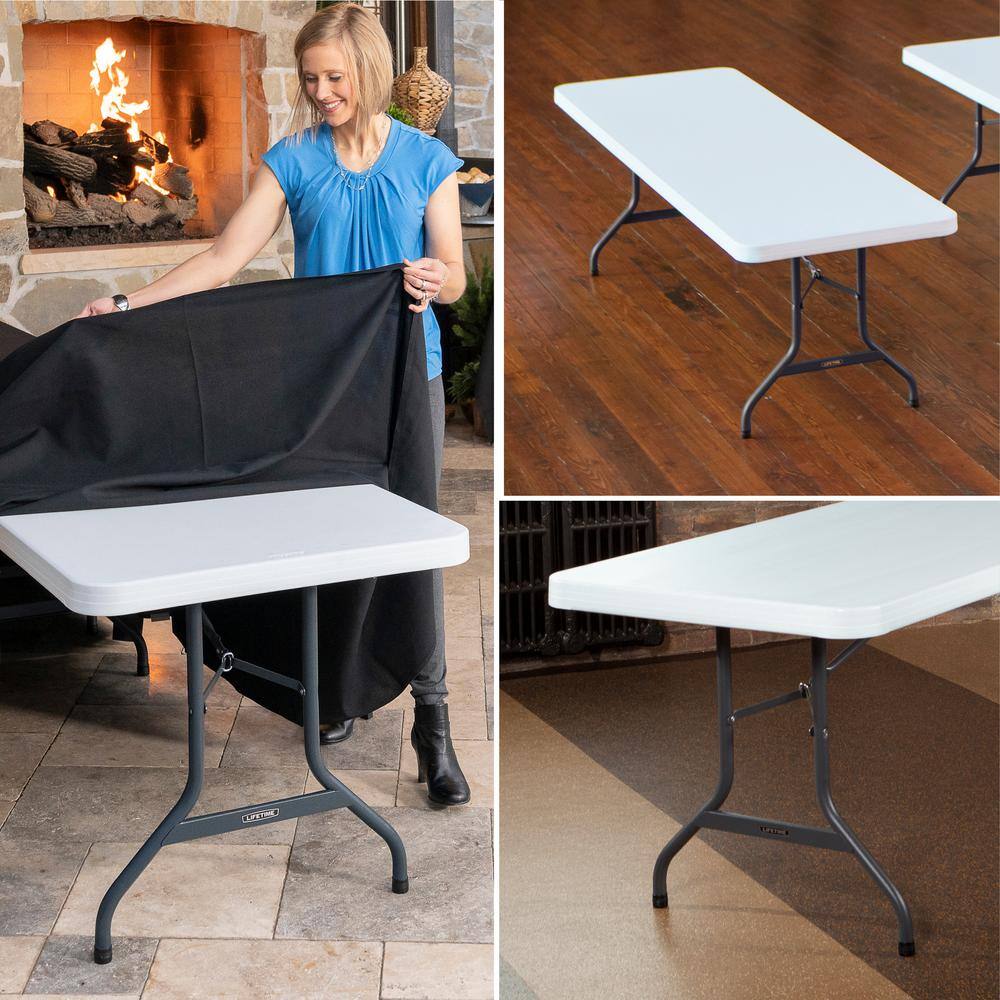 Lifetime 8 ft. White Gray Sand Granite Plastic Top Folding Banquet Table (Commercial) 22980