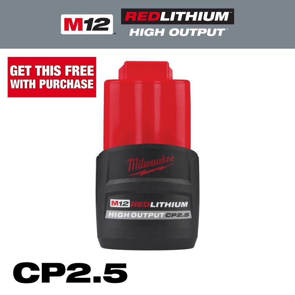 Milwaukee M12 12V Lithium-Ion CP High Output 2.5 Ah Battery Pack 48-11-2425
