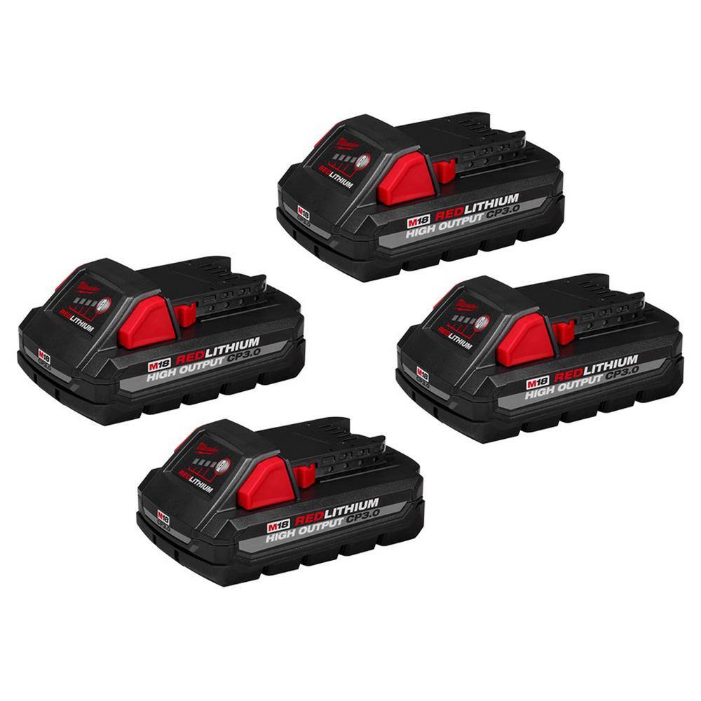 Milwaukee M18 18-Volt Lithium-Ion HIGH OUTPUT CP 3.0 Ah Battery Pack (4-Pack) 48-11-1837-x2