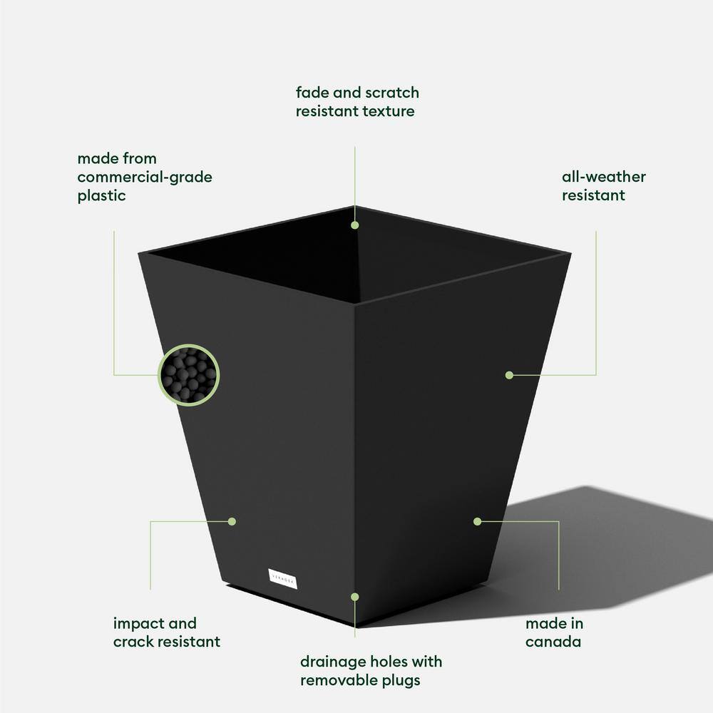 Veradek Nobleton Large Black Plastic Tapered Planter with Drainage Holes (16 in. L x 16 in. W x 18 in. H) NBV18B