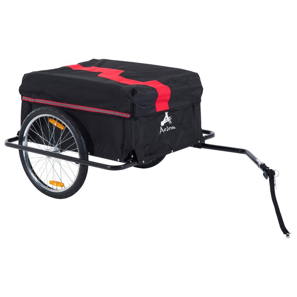 Aosom 34.75 in. W x 55 in. L x 23.5 in. H Bicycle Cargo Trailer, Two-Wheel Bike Luggage Wagon Trailer with Removable Cover 5664-0005R