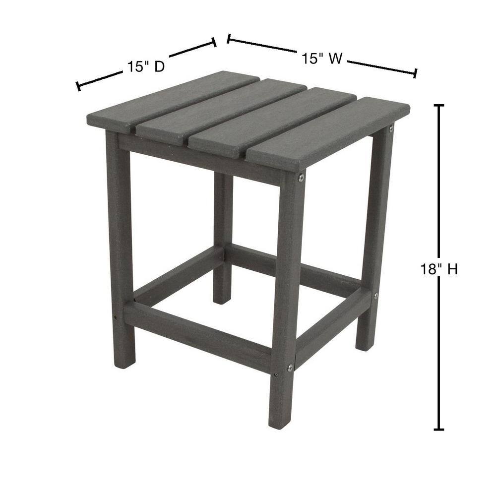 POLYWOOD Long Island 18 in. Slate Grey Patio Side Table ECT18GY
