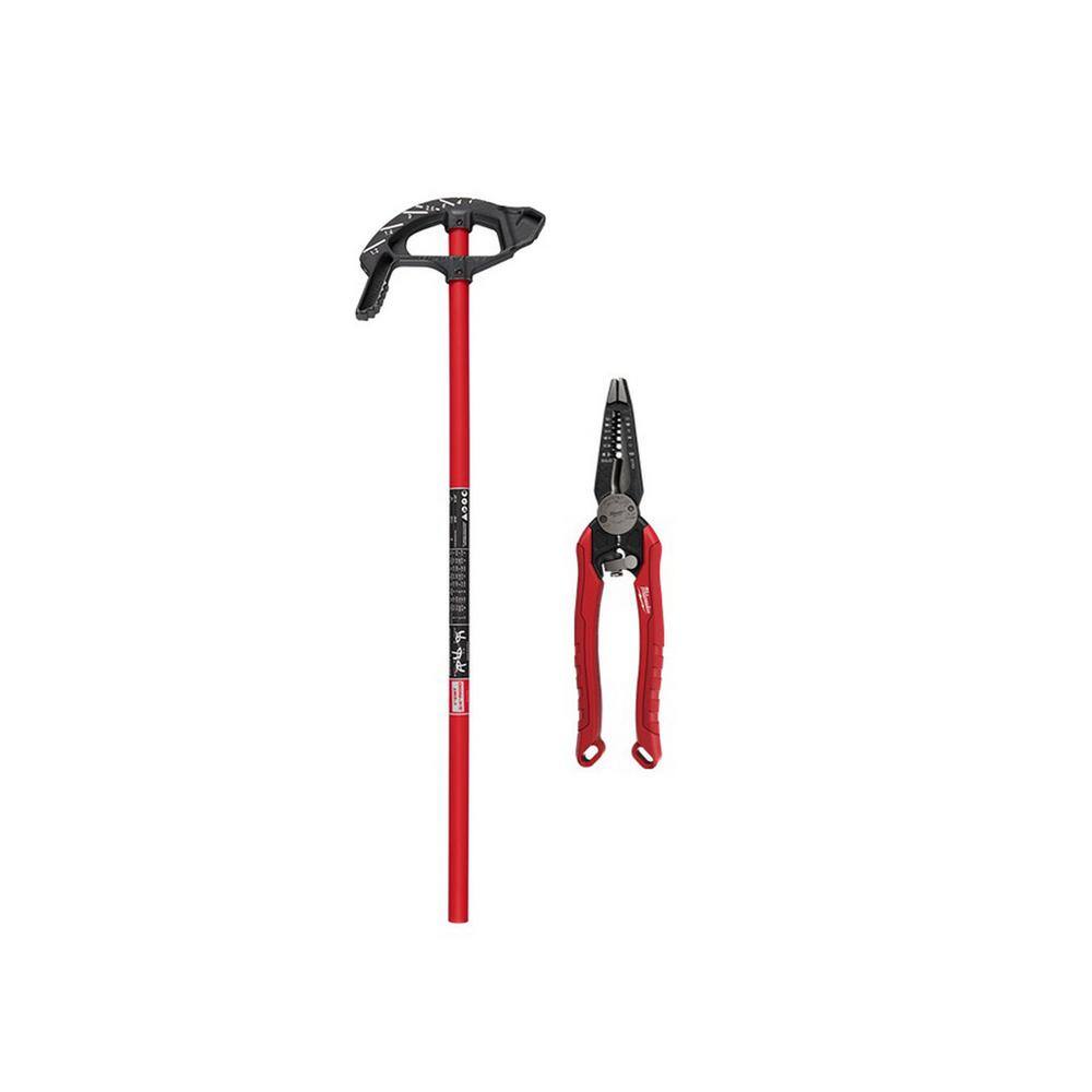 Milwaukee 1 in. Iron Conduit Bender and Handle and 9 in. 7-in-1 Combination Wire Strippers Pliers 48-22-4082-48-22-3078