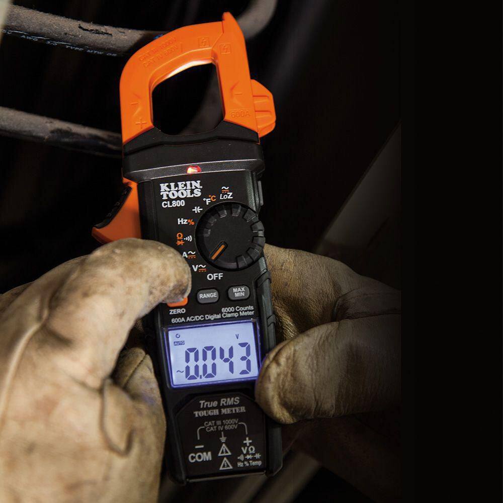 Klein Tools 600 Amp AC/DC True RMS Auto Ranging Digital Clamp Meter (CL800) CL800