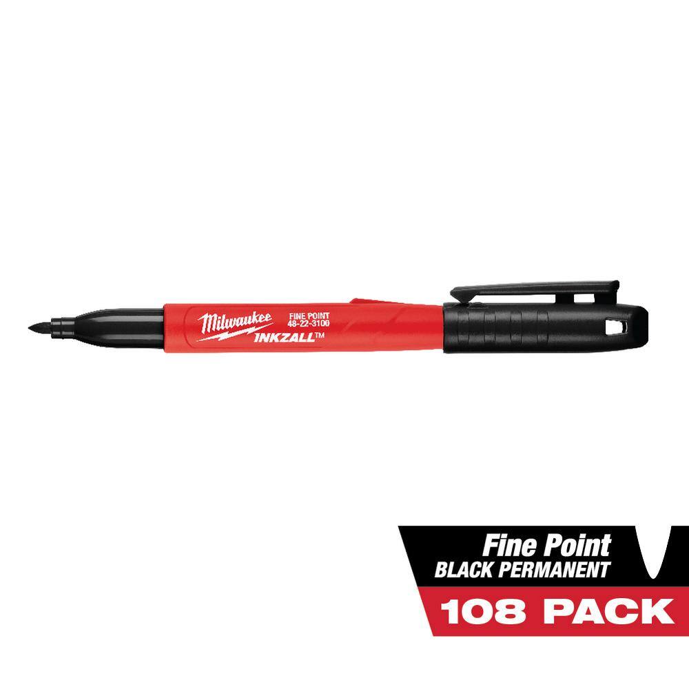 Milwaukee INKZALL Black Fine Point Jobsite Permanent Marker (108-Pack) 48-22-3100x108