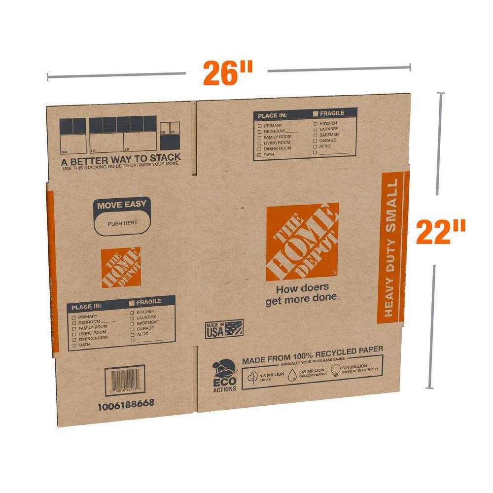 The Home Depot 16 in. L x 10 in. W x 12 in. D Heavy-Duty Small Moving Shipping and Packing Box with Handles (20-Pack) HDSMBOX20