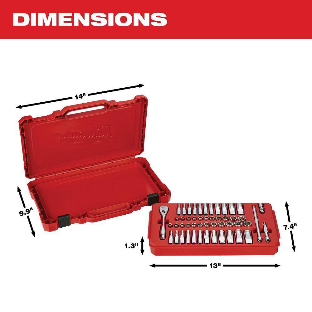 Milwaukee 1/4 in. Drive SAE/Metric Ratchet and Socket Mechanics Tool Set (50-Piece) 48-22-9004