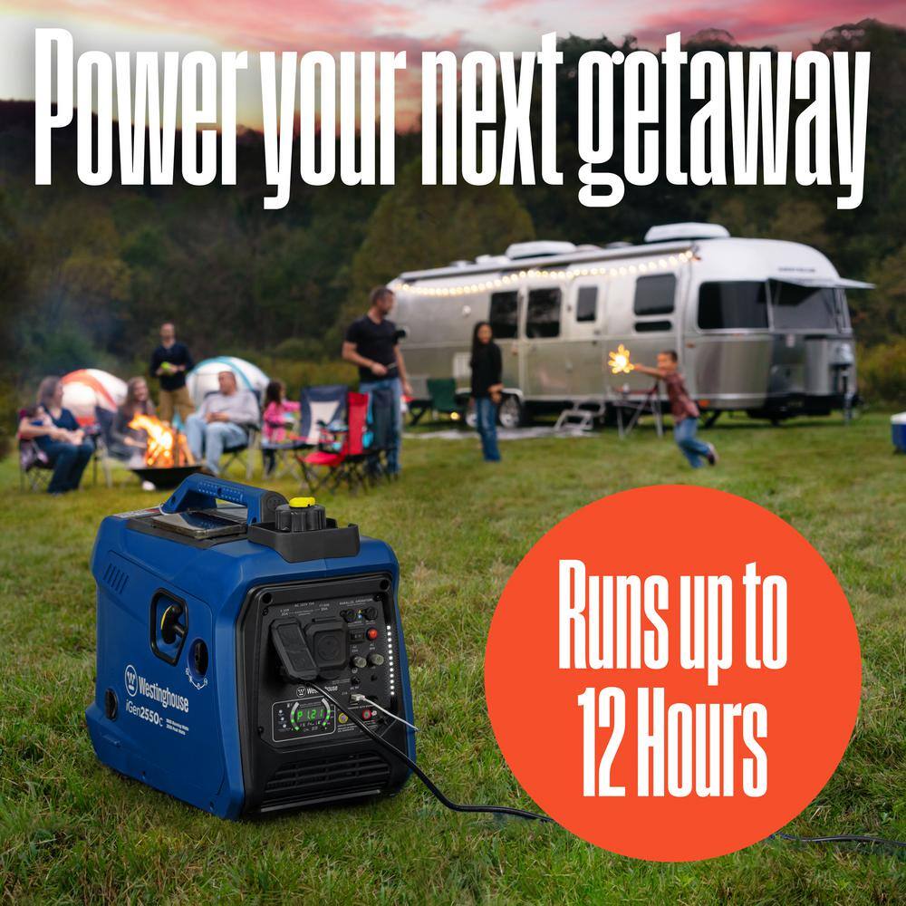 Westinghouse 2,550-Watt Gas Powered Portable Inverter Generator with Recoil Start, Quiet Technology, LED Data Center iGen2550c