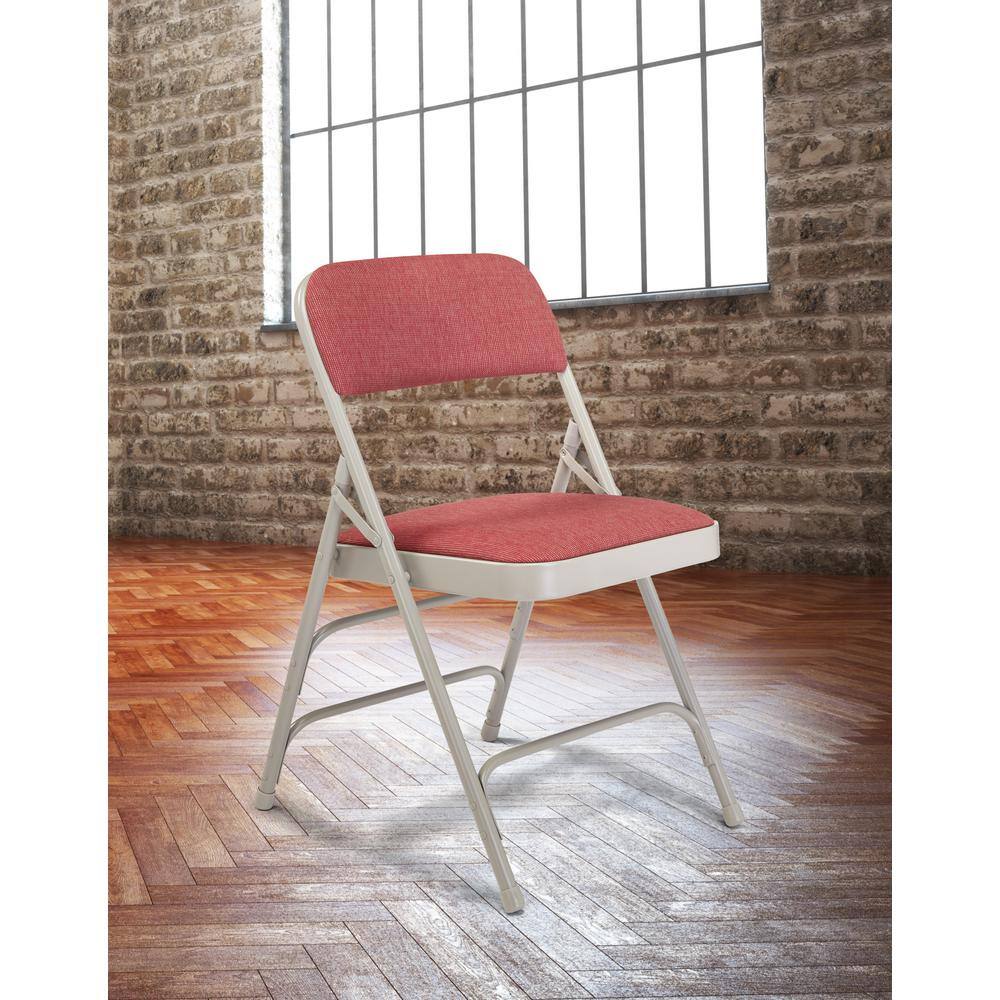 National Public Seating Burgundy Fabric Padded Seat Stackable Folding Chair (Set of 4) 2308
